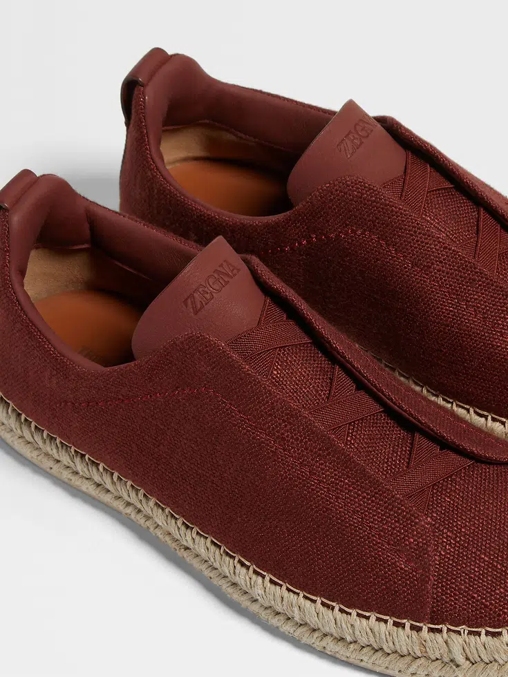 Alpargatas de lino rojo y piel con triple costura™