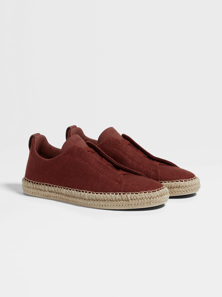 Alpargatas de lino rojo y piel con triple costura™