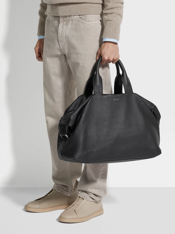 Bolsa de viaje raglán de piel de ciervo negra
