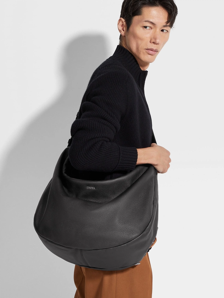 Bolso Hobo Panorama de piel de ciervo negra