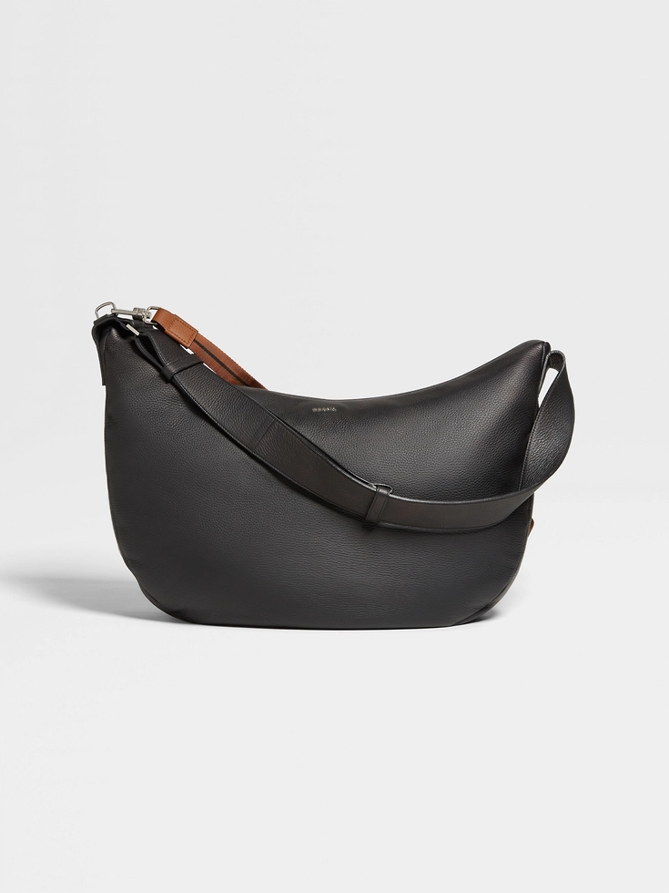 Bolso Hobo Panorama de piel de ciervo negra