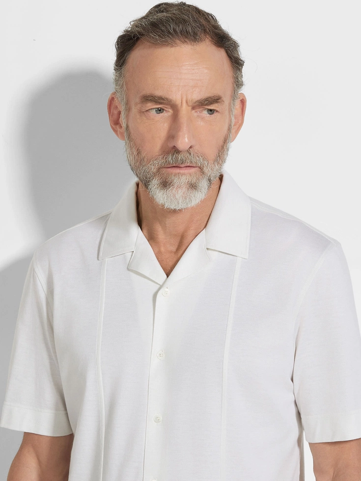 Camisa blanca de algodón y seda