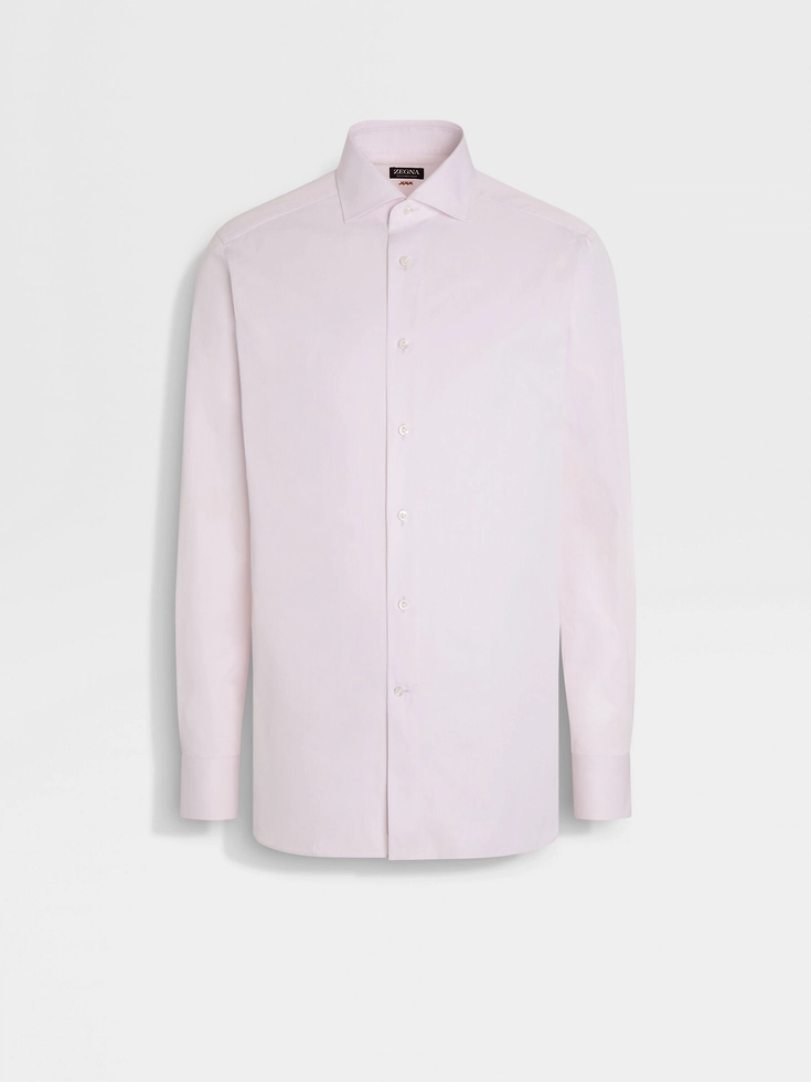 Camisa de algodón Centoventimila con microrayas rosa claro