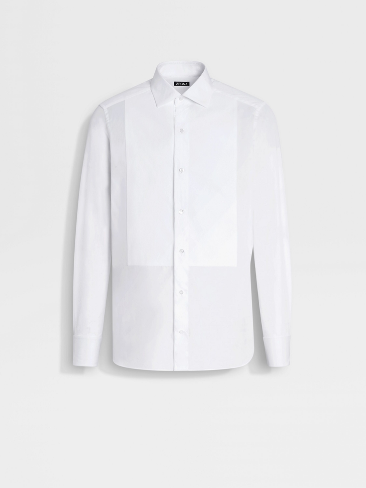 Camisa de esmoquin de algodón blanco óptico