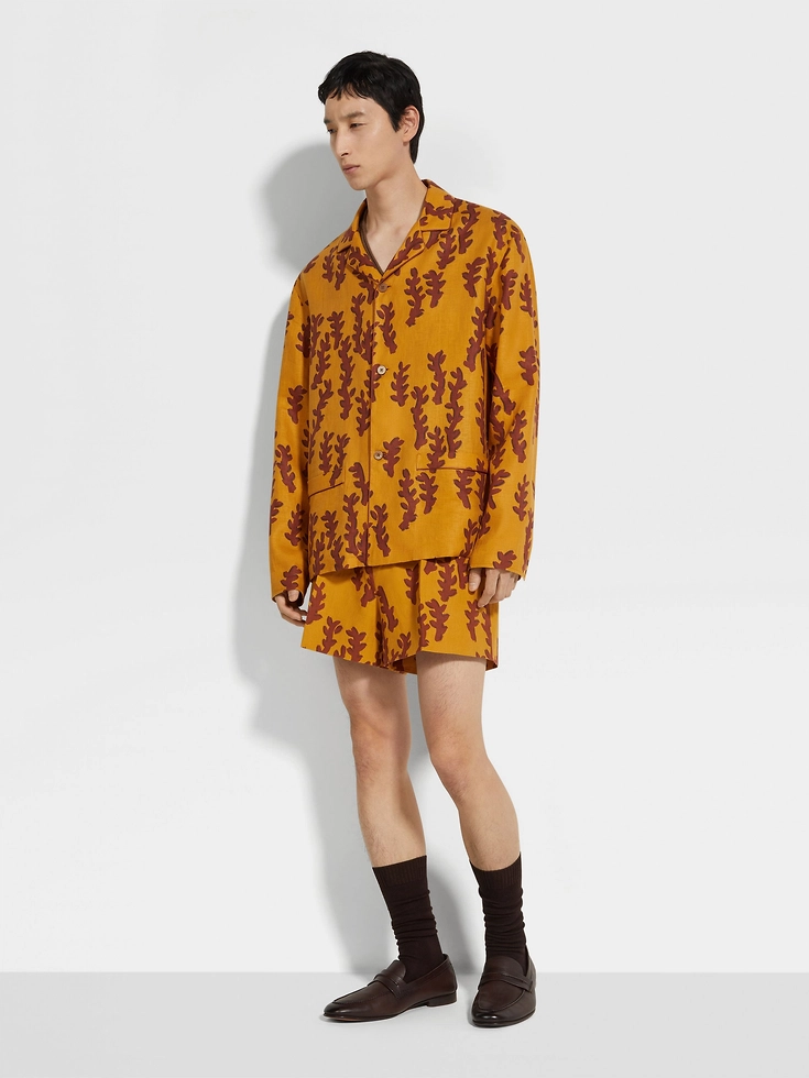 Camisa de lino naranja