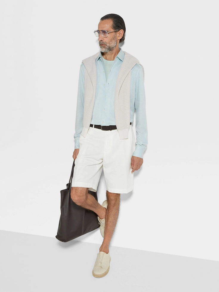 Camisa de mezcla de seda y lino