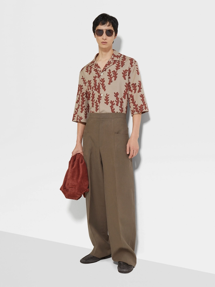 Camisa de seda beige