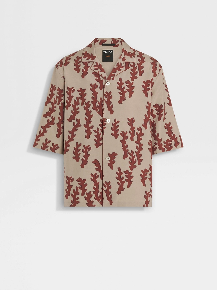 Camisa de seda beige