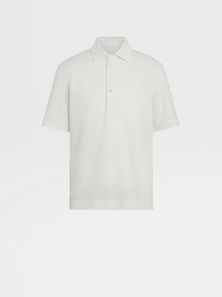 Camisa polo de lino blanco