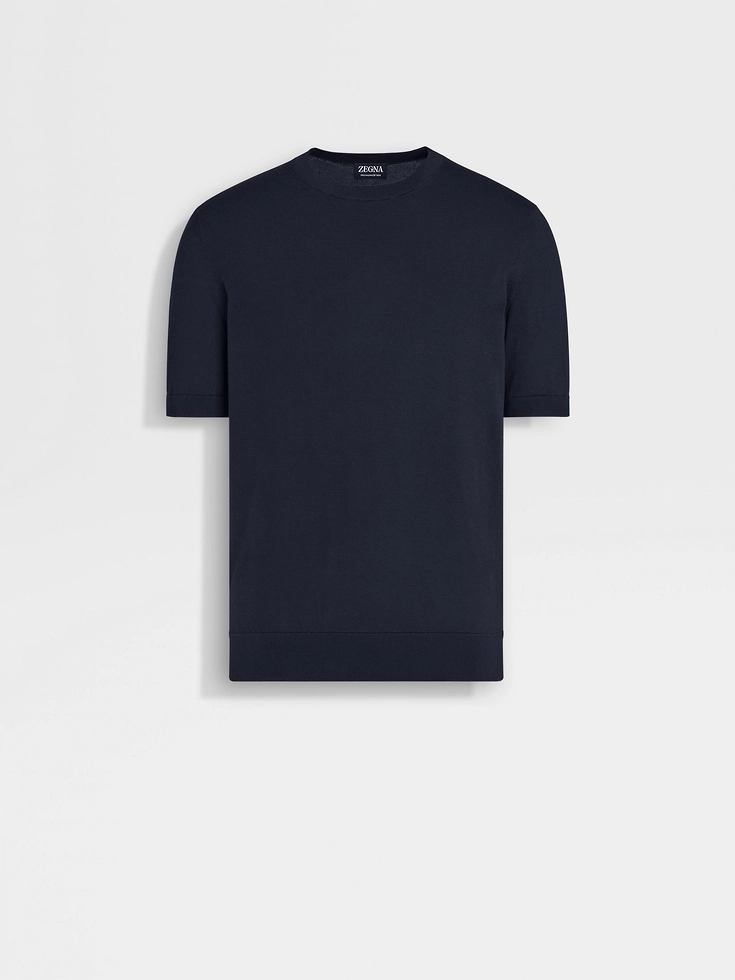 Camiseta de algodón premium azul marino