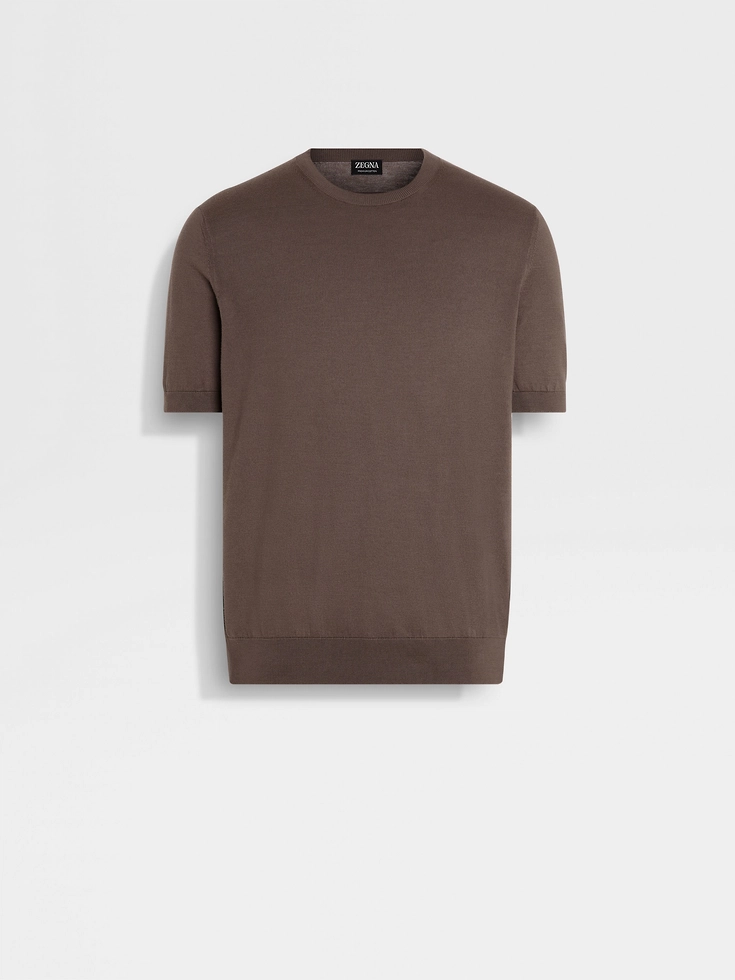 Camiseta de algodón premium color topo oscuro