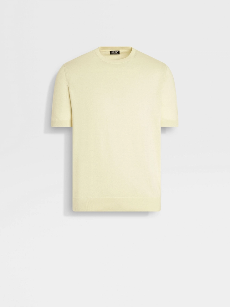 Camiseta de algodón premium de color amarillo claro