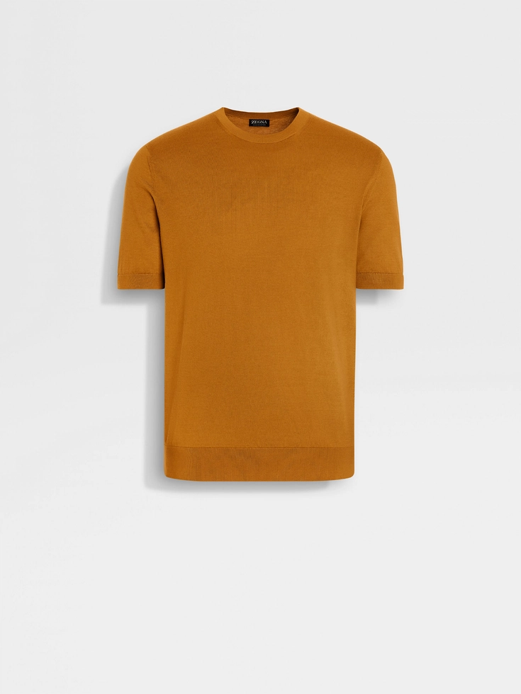 Camiseta de algodón premium ocre