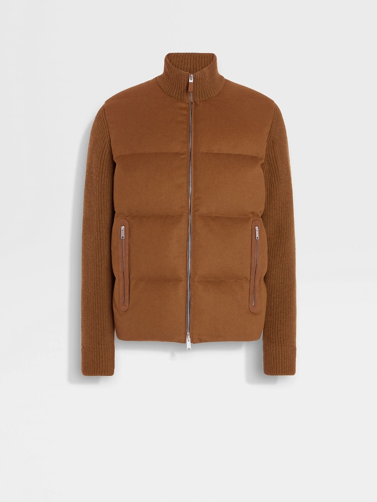 Chaqueta de cachemira con cremallera completa y follaje oscuro Oasi