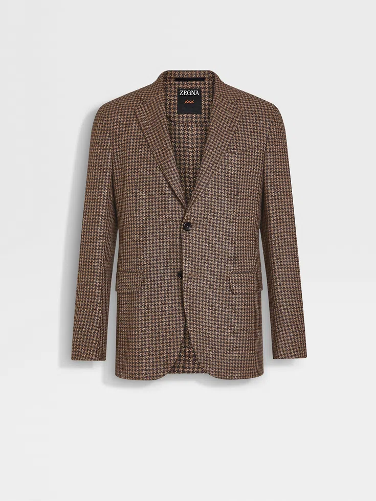 Chaqueta de cachemira y seda en marrón oscuro y marrón claro