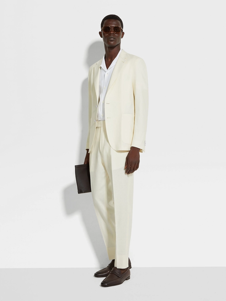 Chaqueta de camisa de lino Oasi blanca