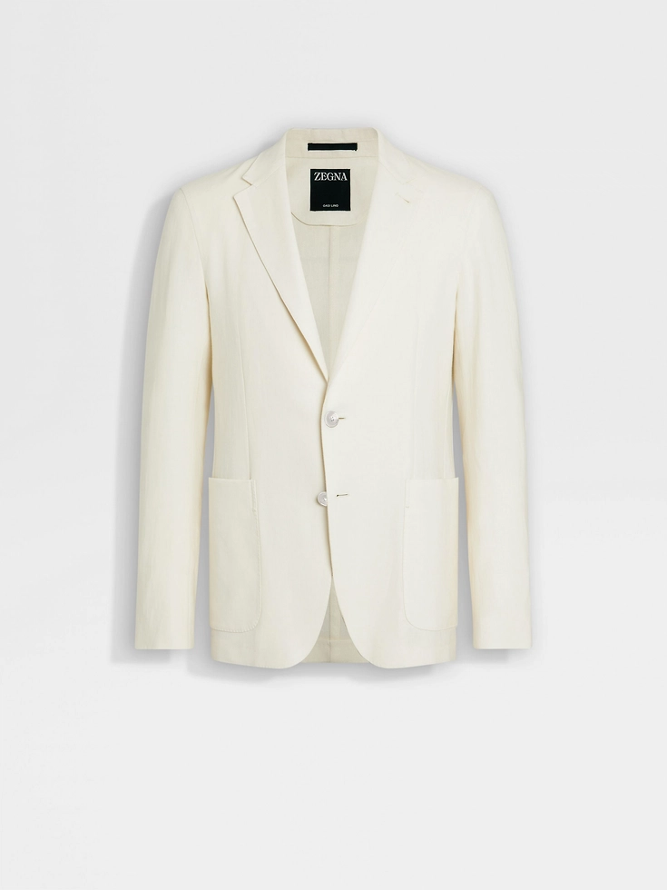 Chaqueta de camisa de lino Oasi blanca