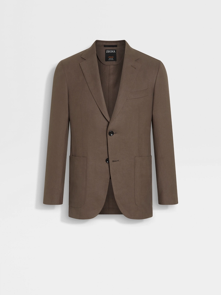 Chaqueta de flores azul Oasi Lino gris topo oscuro