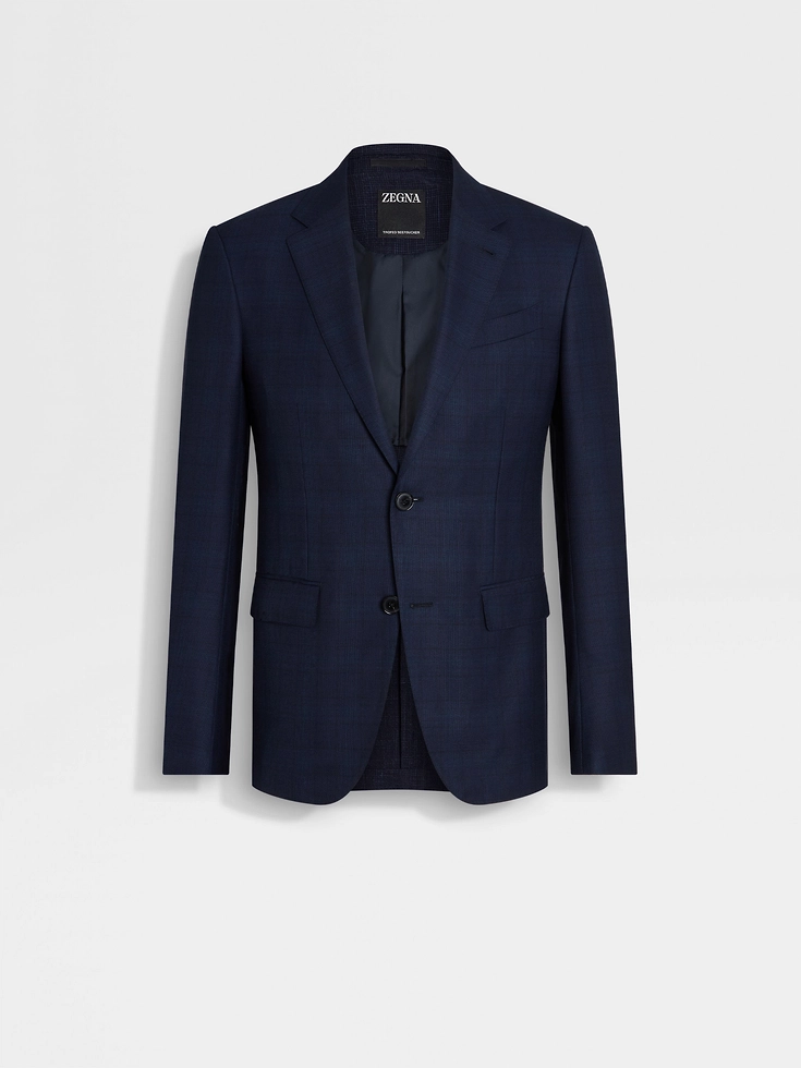 Chaqueta de lana azul oscuro y azul verdoso 15milmil15