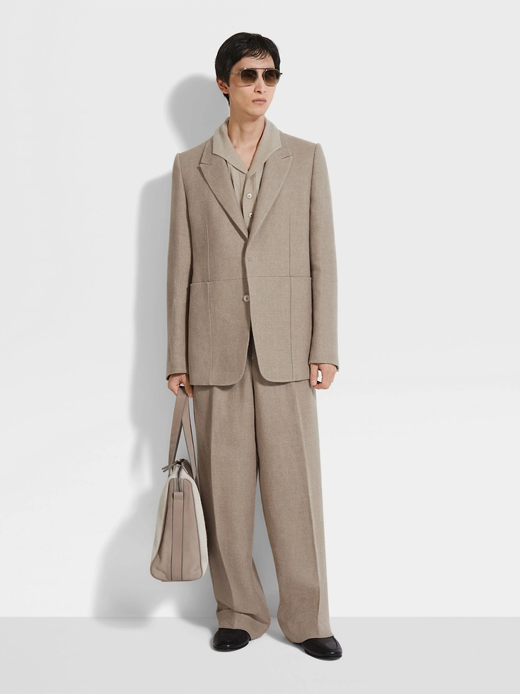 Chaqueta de lino beige jaspeado