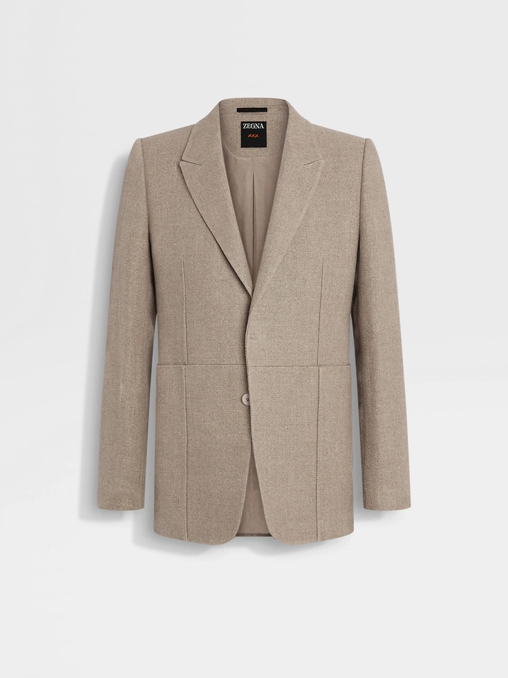 Chaqueta de lino beige jaspeado
