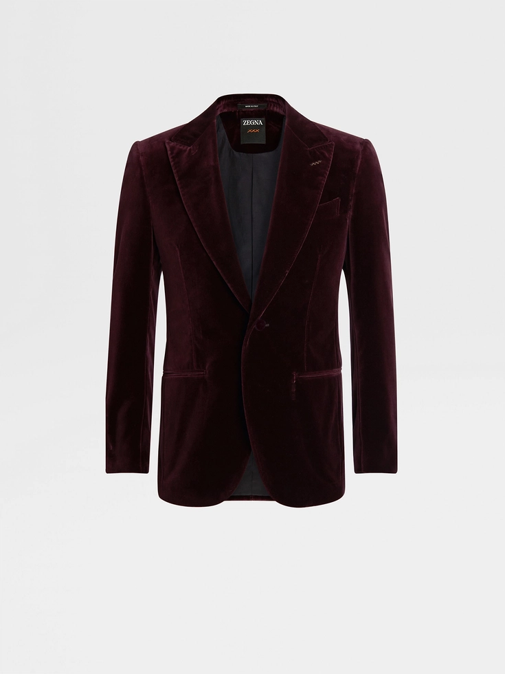 Chaqueta de noche de algodón burdeos oscuro