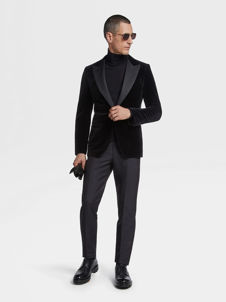Chaqueta de noche de algodón negra