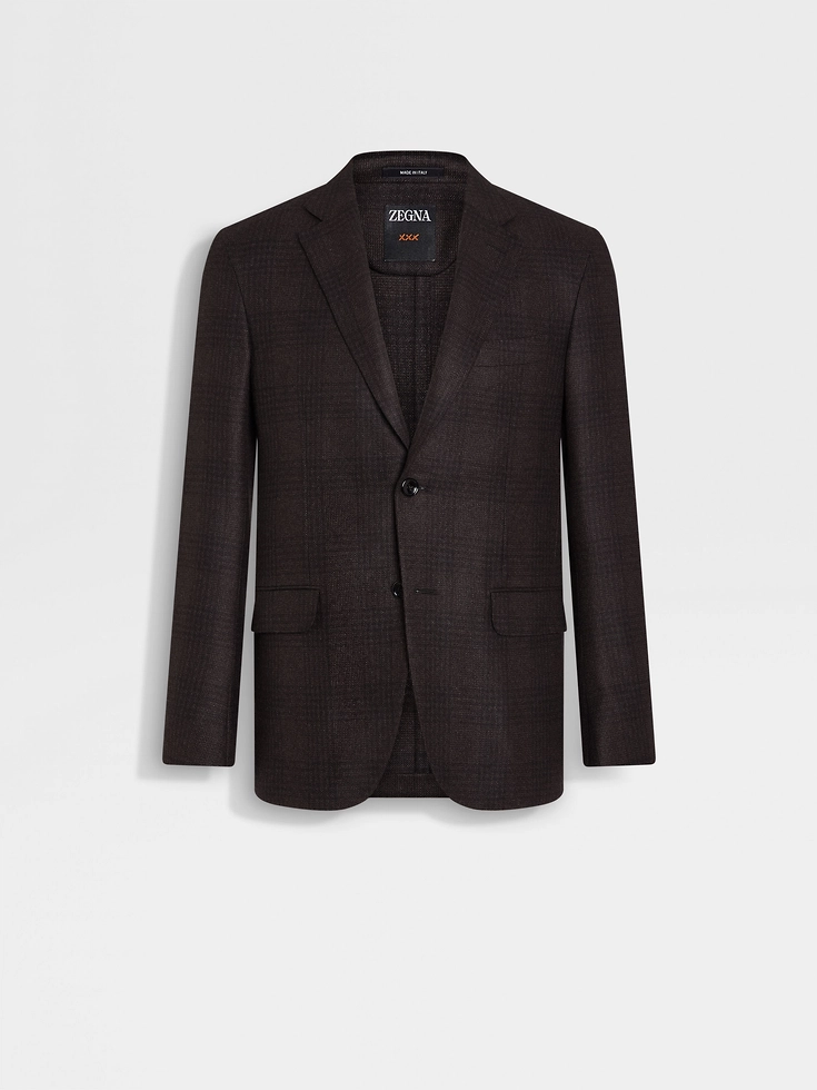 Chaqueta de seda y cachemira marrón oscuro y marrón