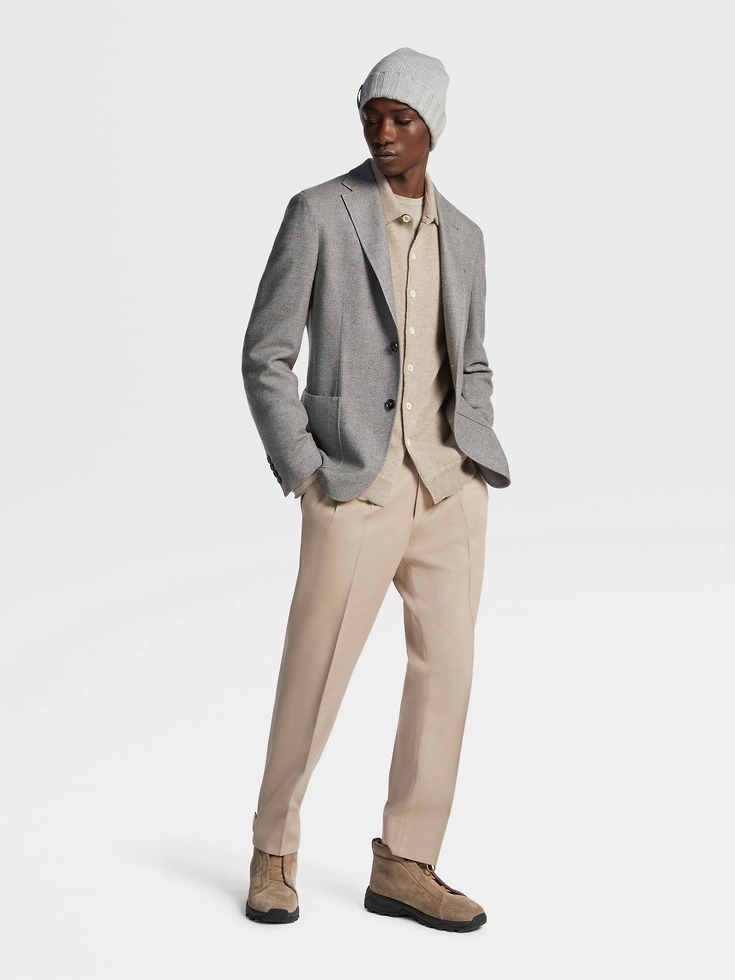 Chaqueta estilo camisa de cachemir gris Mélange Trofeo™