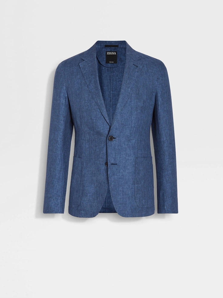Chaqueta estilo camisa de lino Oasi azul Avio