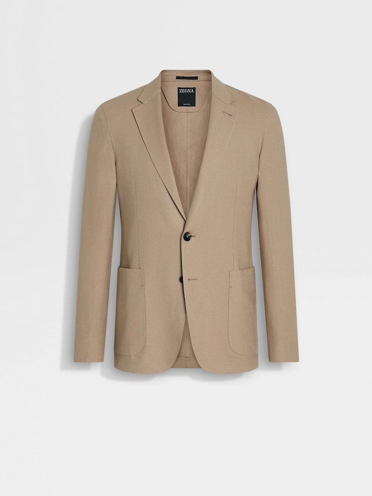 Chaqueta estilo camisa de lino Oasi beige claro