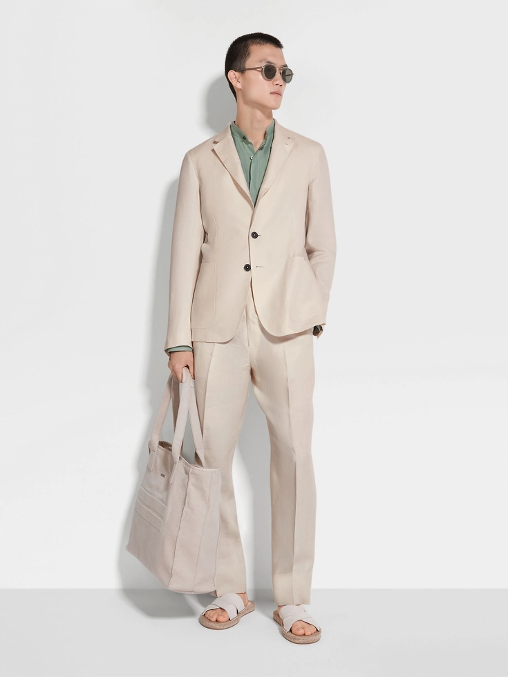 Chaqueta estilo camisa de lino Oasi beige claro
