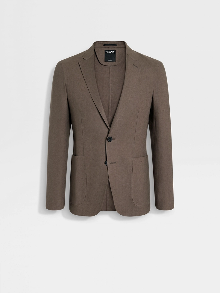 Chaqueta estilo camisa de lino Oasi color topo oscuro