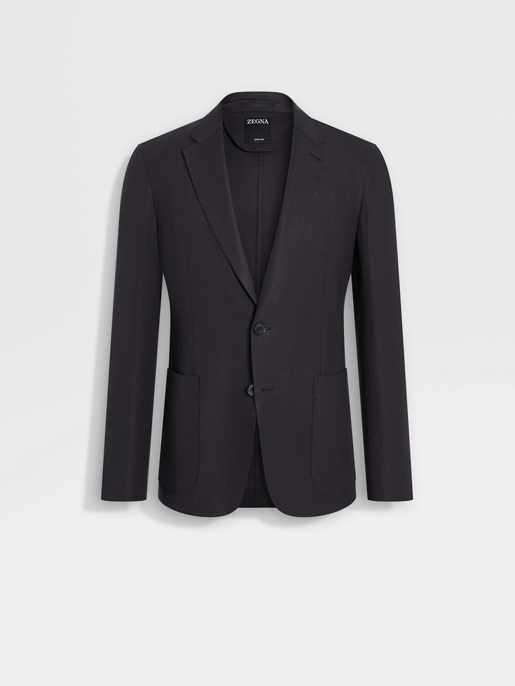 Chaqueta estilo camisa de lino azul marino Oasi