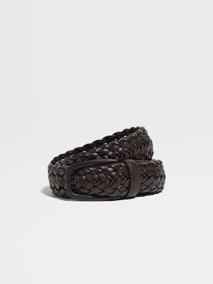 Cinturón de cuero marrón oscuro