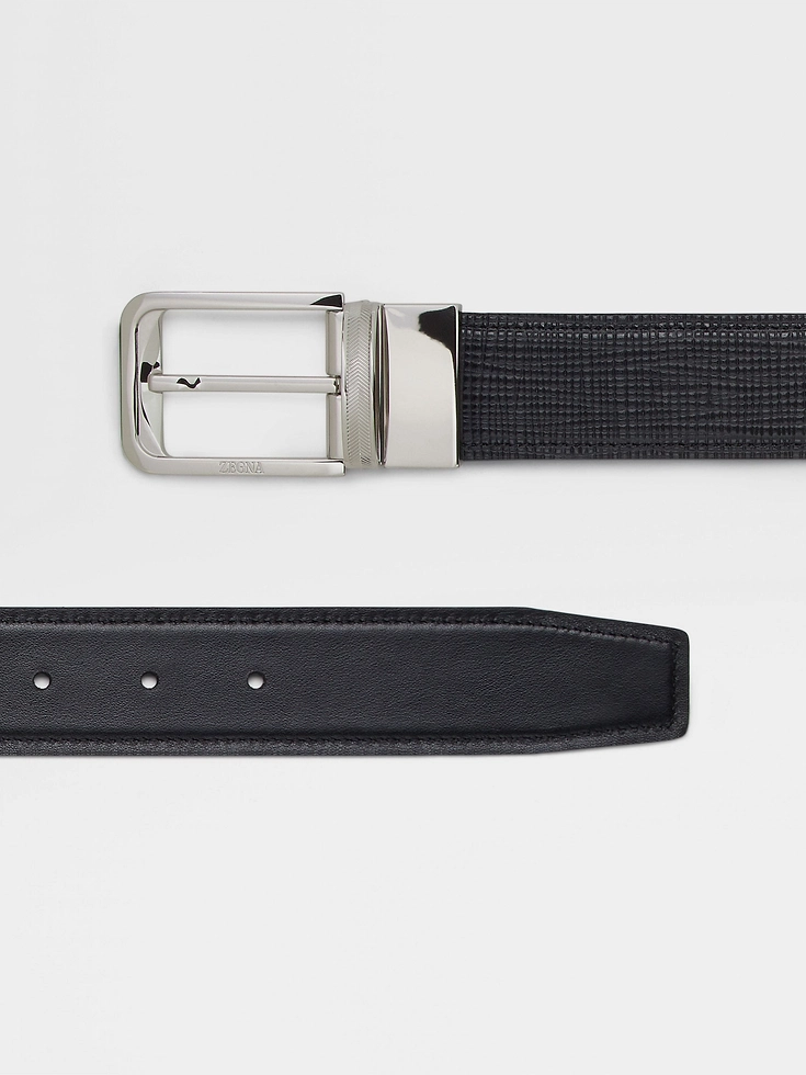 Cinturón de cuero reversible negro