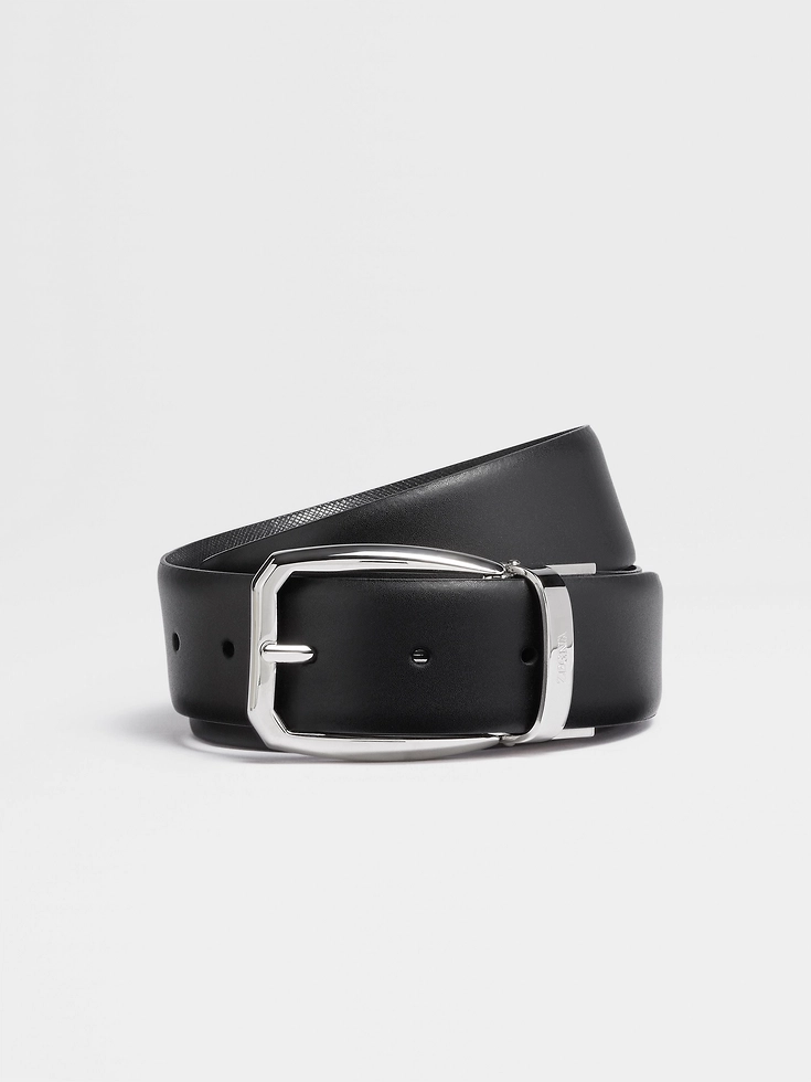 Cinturón de cuero reversible negro