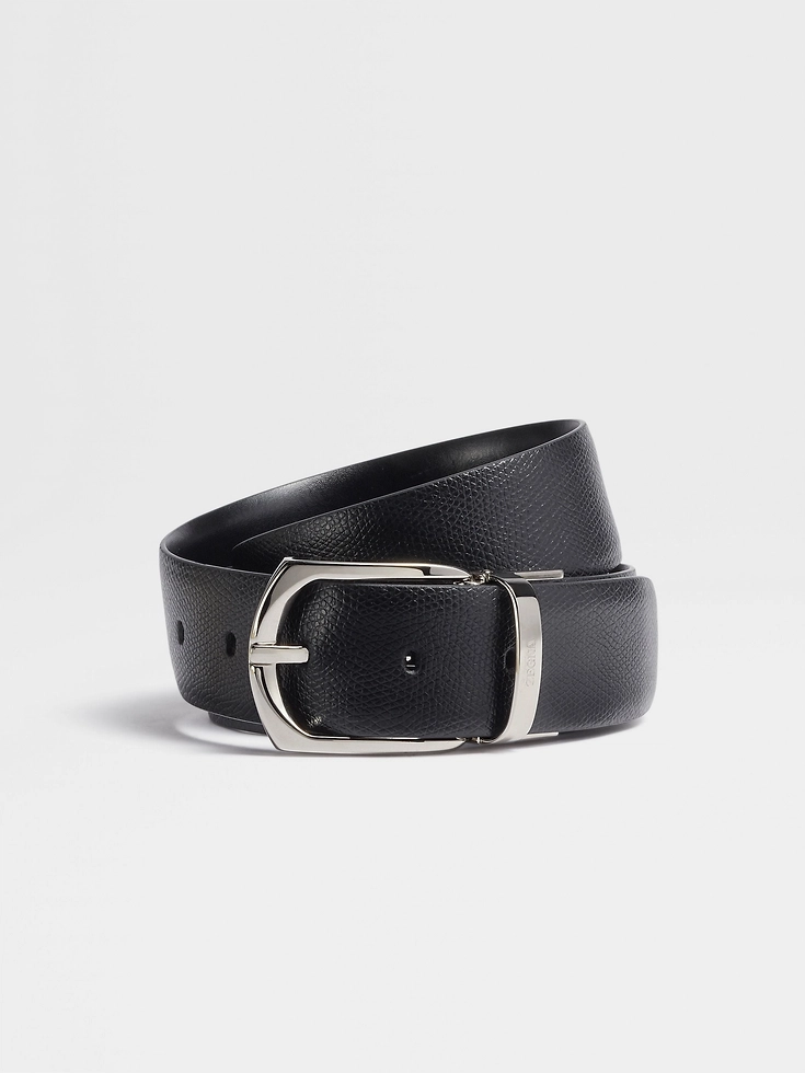 Cinturón de cuero reversible negro