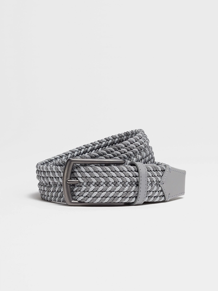 Cinturón de rayón gris jaspeado