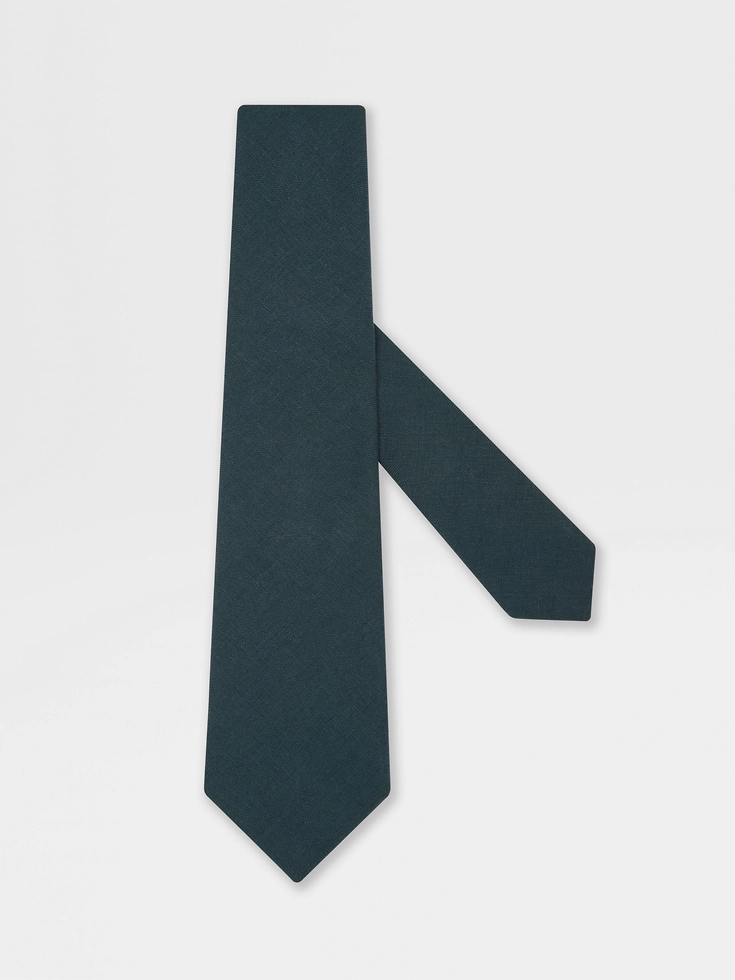 Corbata de lino azul verdoso
