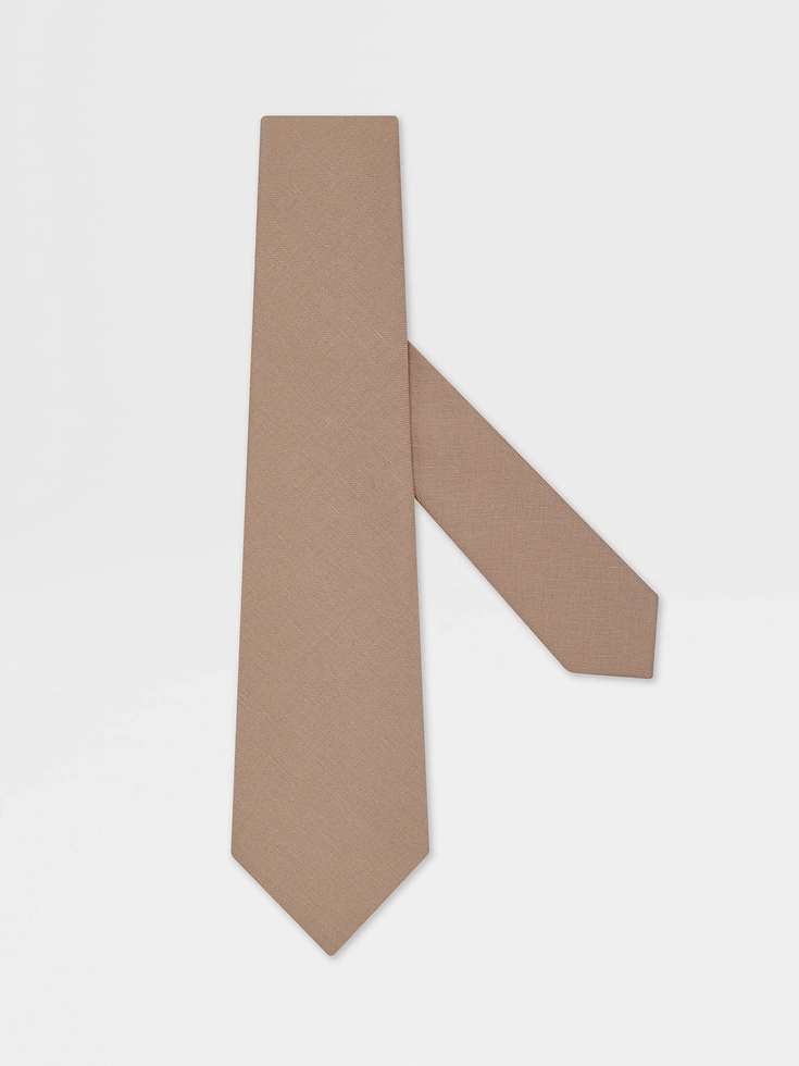 Corbata de lino beige
