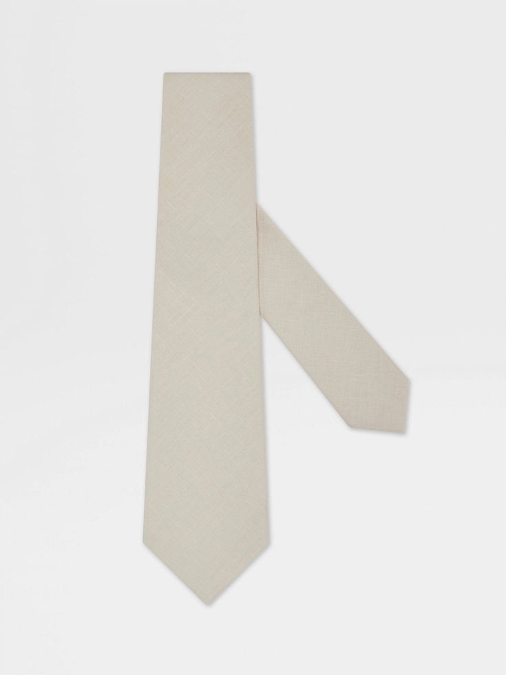 Corbata de lino blanca