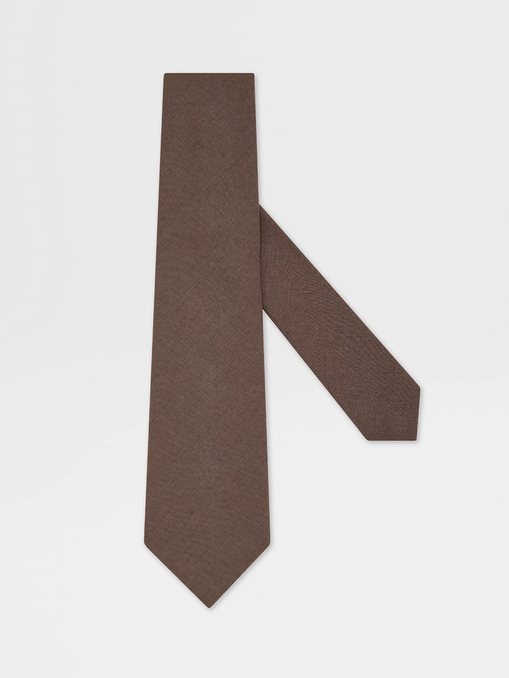 Corbata de lino marrón claro