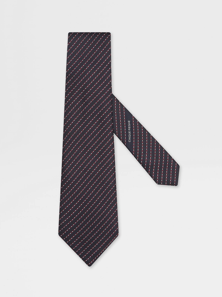 Corbata de seda CINQUE PIEGHE azul oscuro