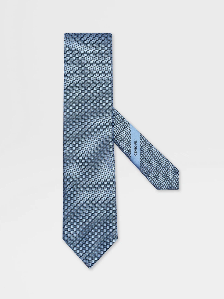 Corbata de seda azul claro CENTO FILI