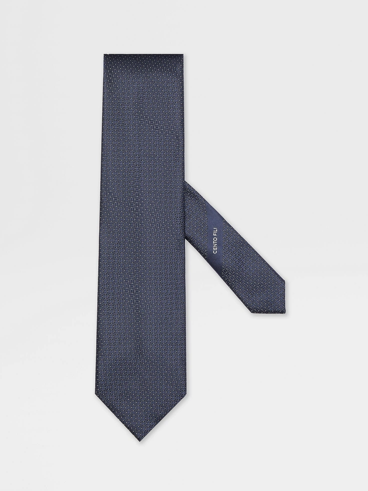 Corbata de seda azul oscuro CENTO FILI
