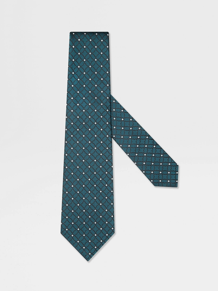 Corbata de seda azul verdoso