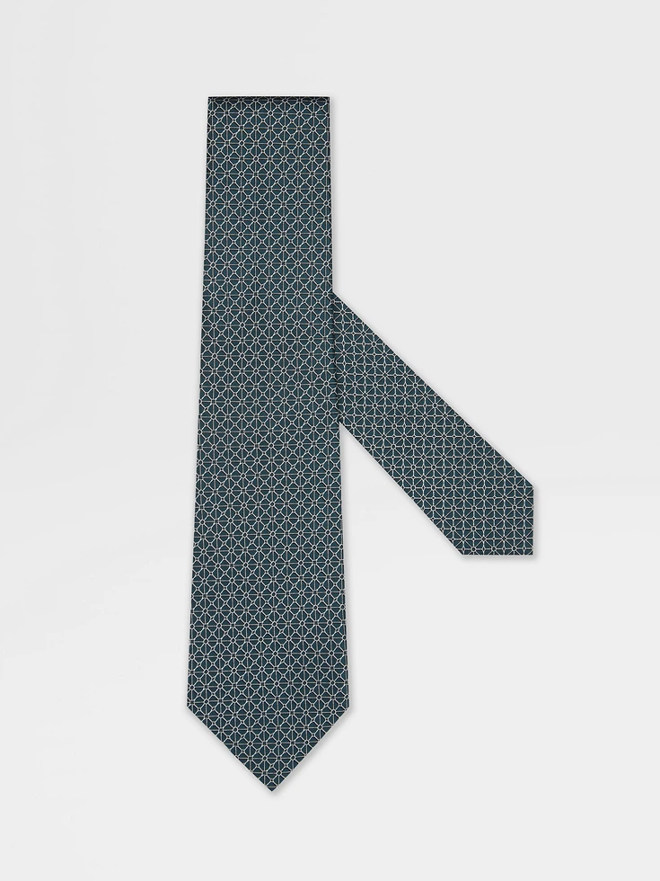 Corbata de seda azul verdoso