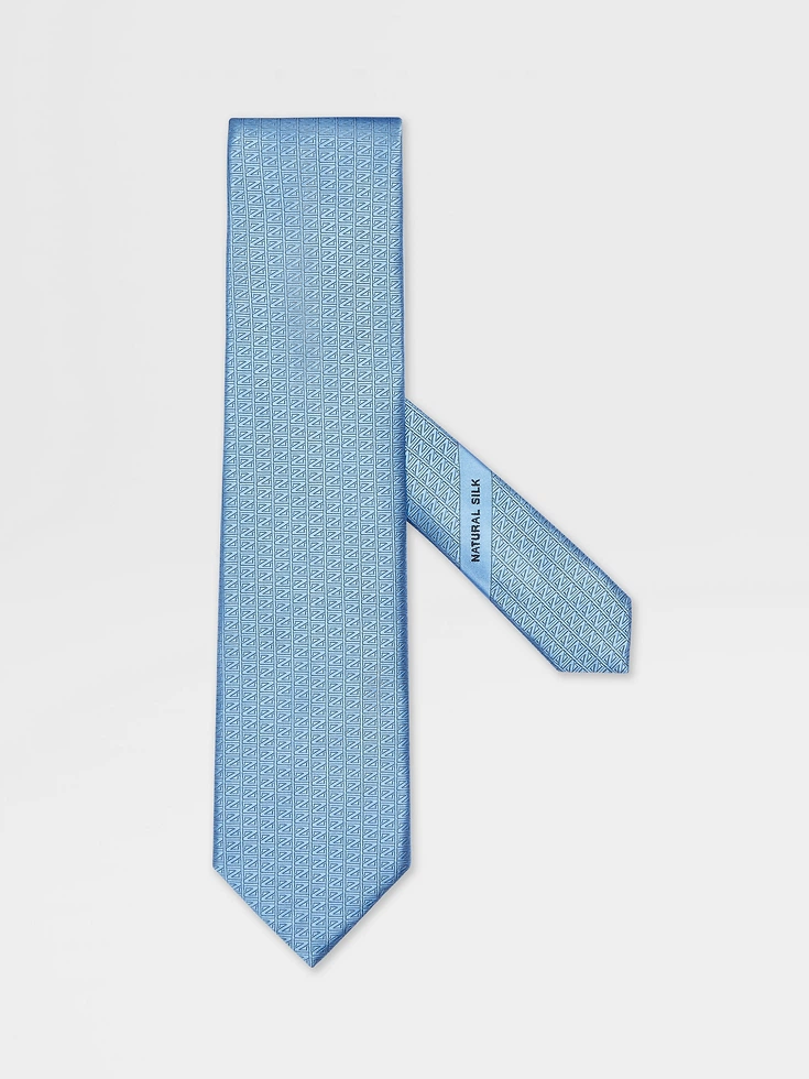 Corbata de seda natural azul claro