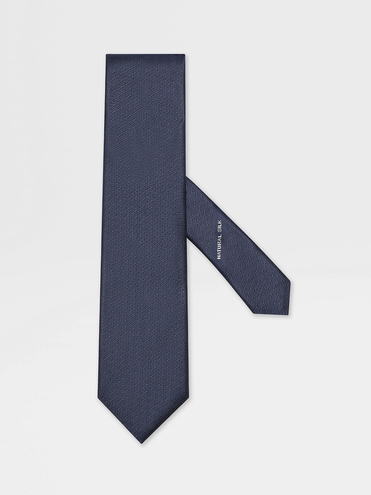 Corbata de seda natural azul oscuro